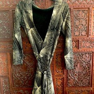 Vintage DVF black and gold wrap dress